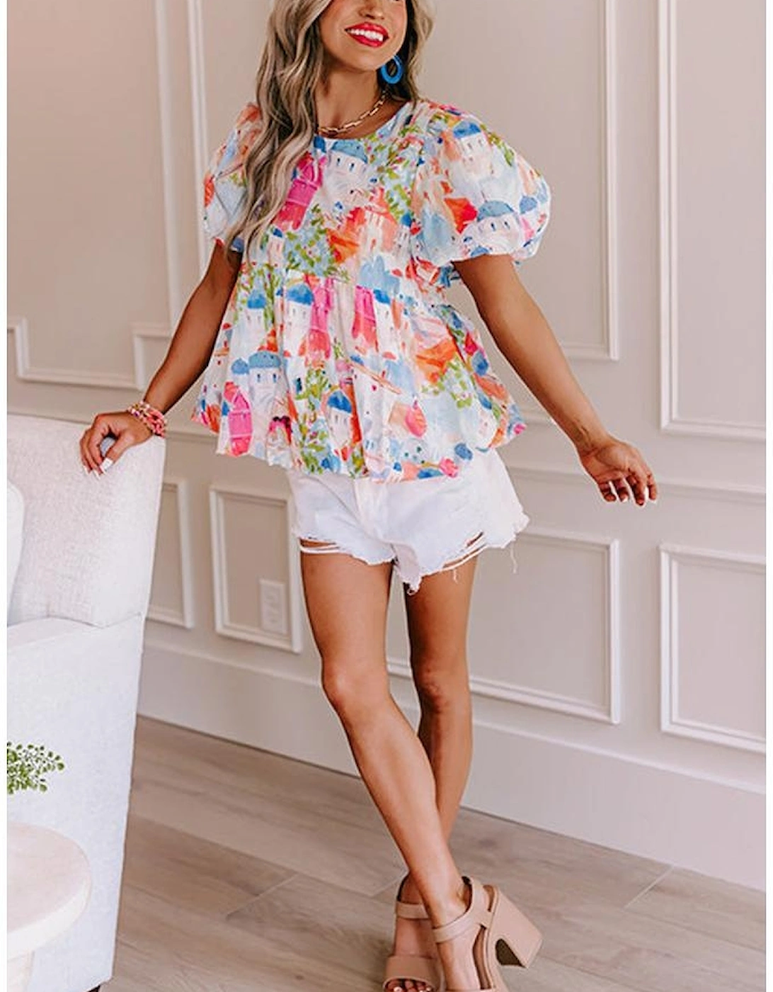 Sky Blue Parisian Avenue Babydoll Top