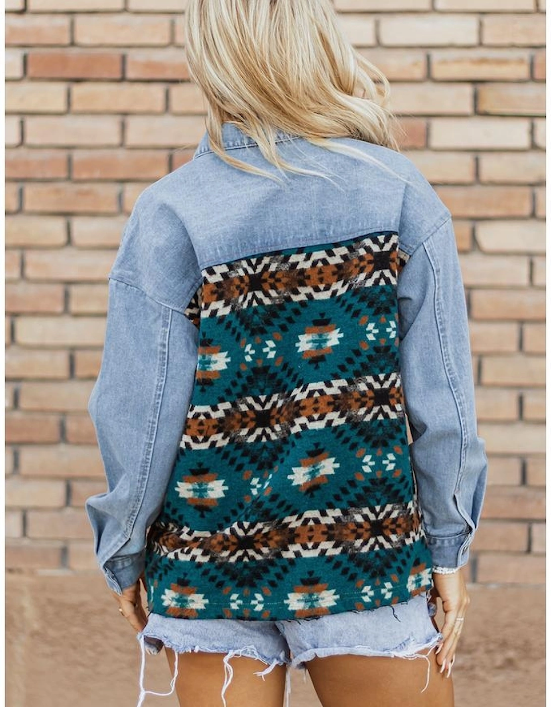 Blue Aztec Printed Denim Jacket, 14 of 13