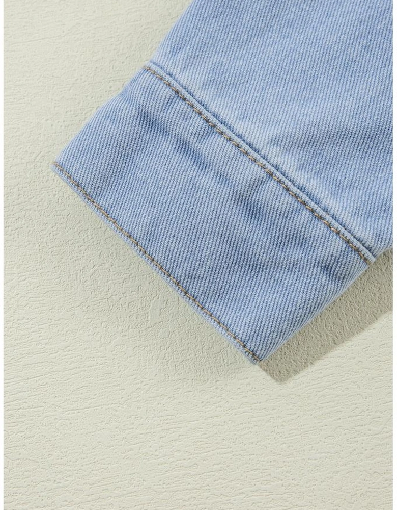 Blue Aztec Printed Denim Jacket