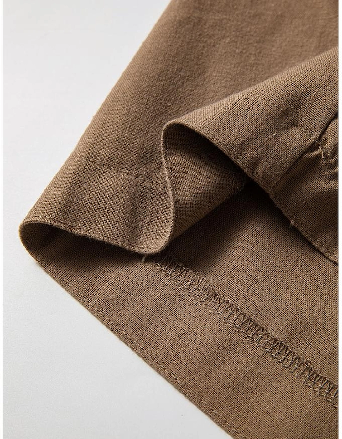 Desert Palm Cotton Linen Drawstring Waist Wide Leg Pants