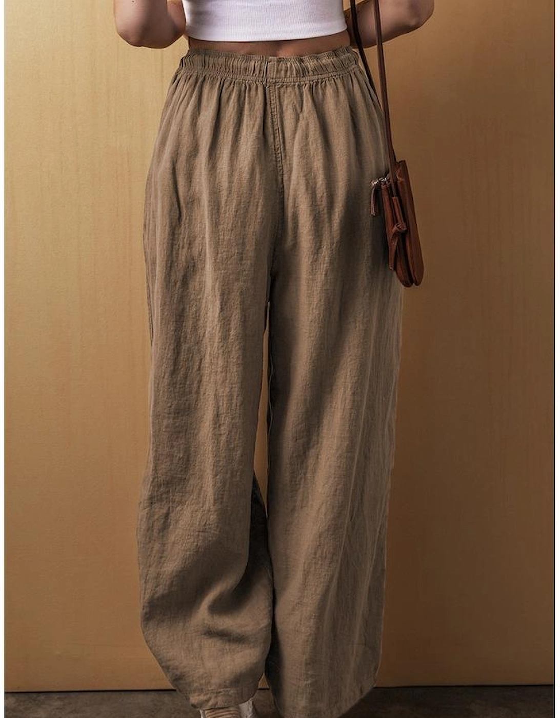 Desert Palm Cotton Linen Drawstring Waist Wide Leg Pants, 10 of 9