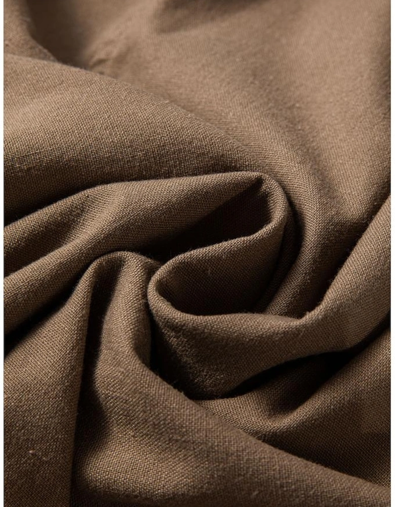 Desert Palm Cotton Linen Drawstring Waist Wide Leg Pants