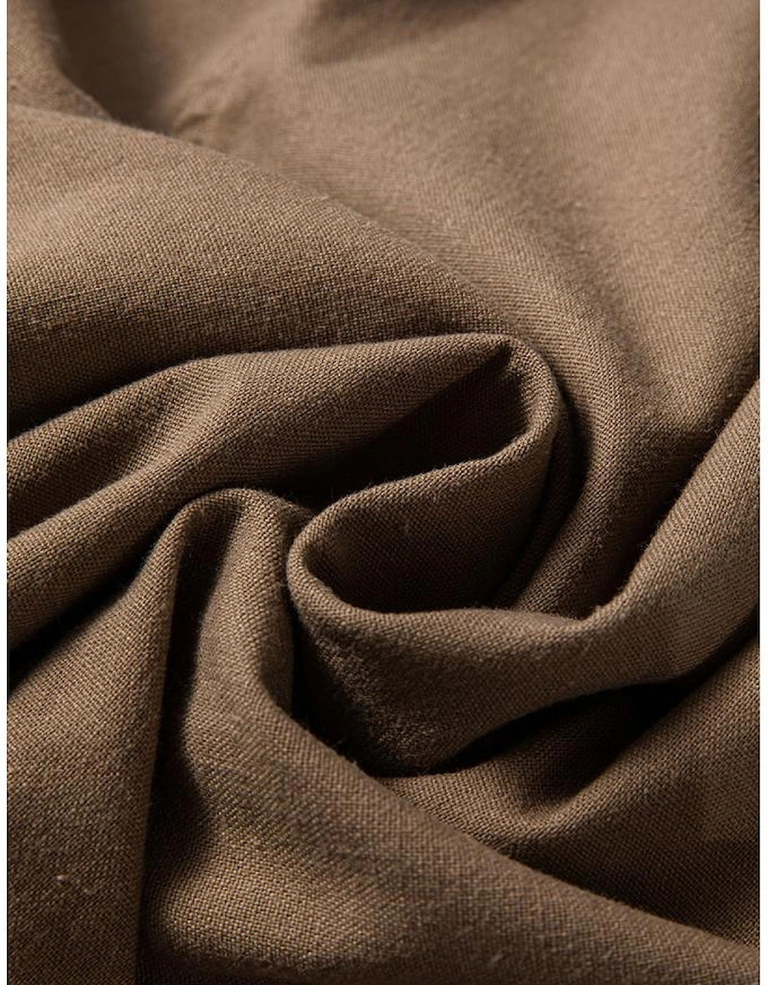 Desert Palm Cotton Linen Drawstring Waist Wide Leg Pants