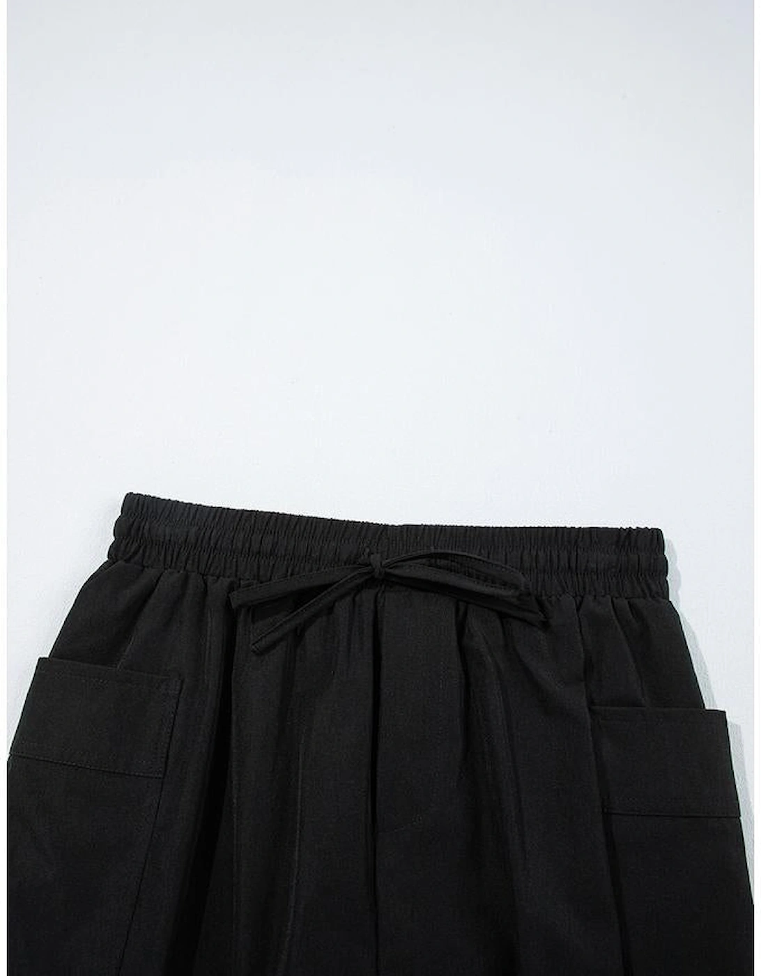 Black Cargo Pocket Elastic Waist Active Casual Skort