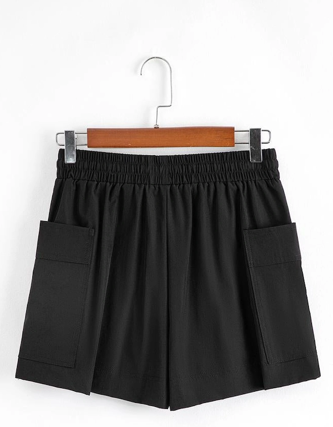 Black Cargo Pocket Elastic Waist Active Casual Skort