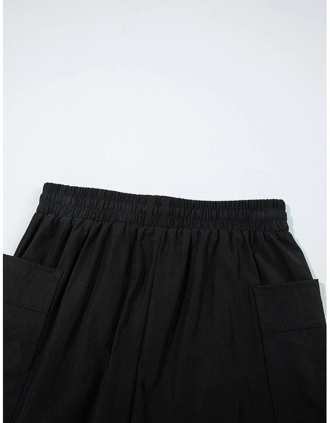 Black Cargo Pocket Elastic Waist Active Casual Skort