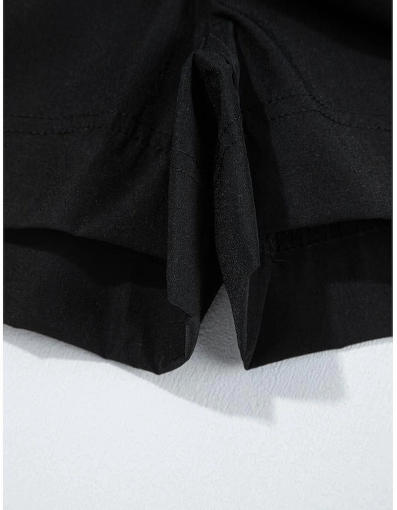 Black Cargo Pocket Elastic Waist Active Casual Skort