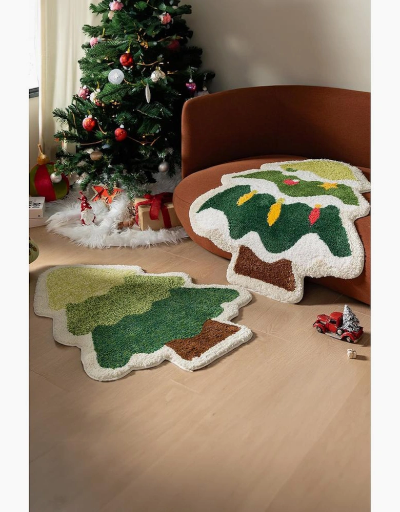 Azura Exchange Dark Green Christmas Tree Shape Non-Slip Plush Carpet