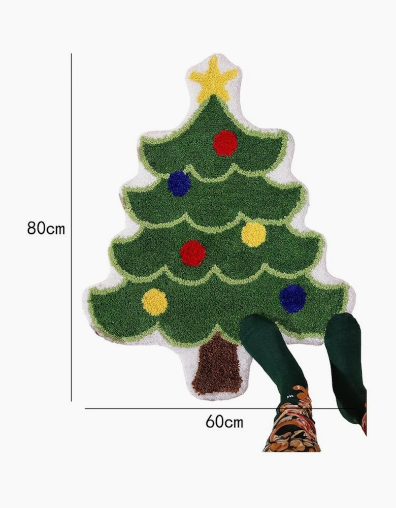Azura Exchange Dark Green Christmas Tree Shape Non-Slip Plush Carpet