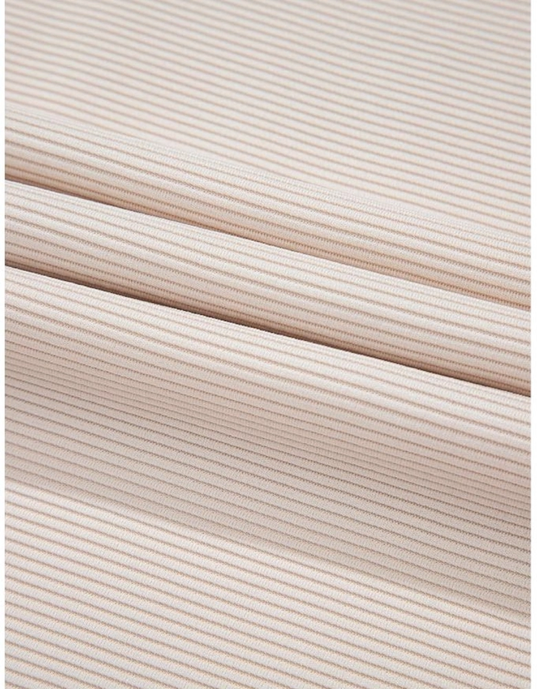 Apricot Textured Ruffled Sleeve Zipped Top and Wide Leg Pants Set