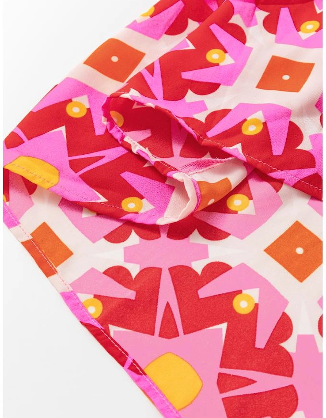 Strawberry Pink Geo Print V-neck Maxi Dress