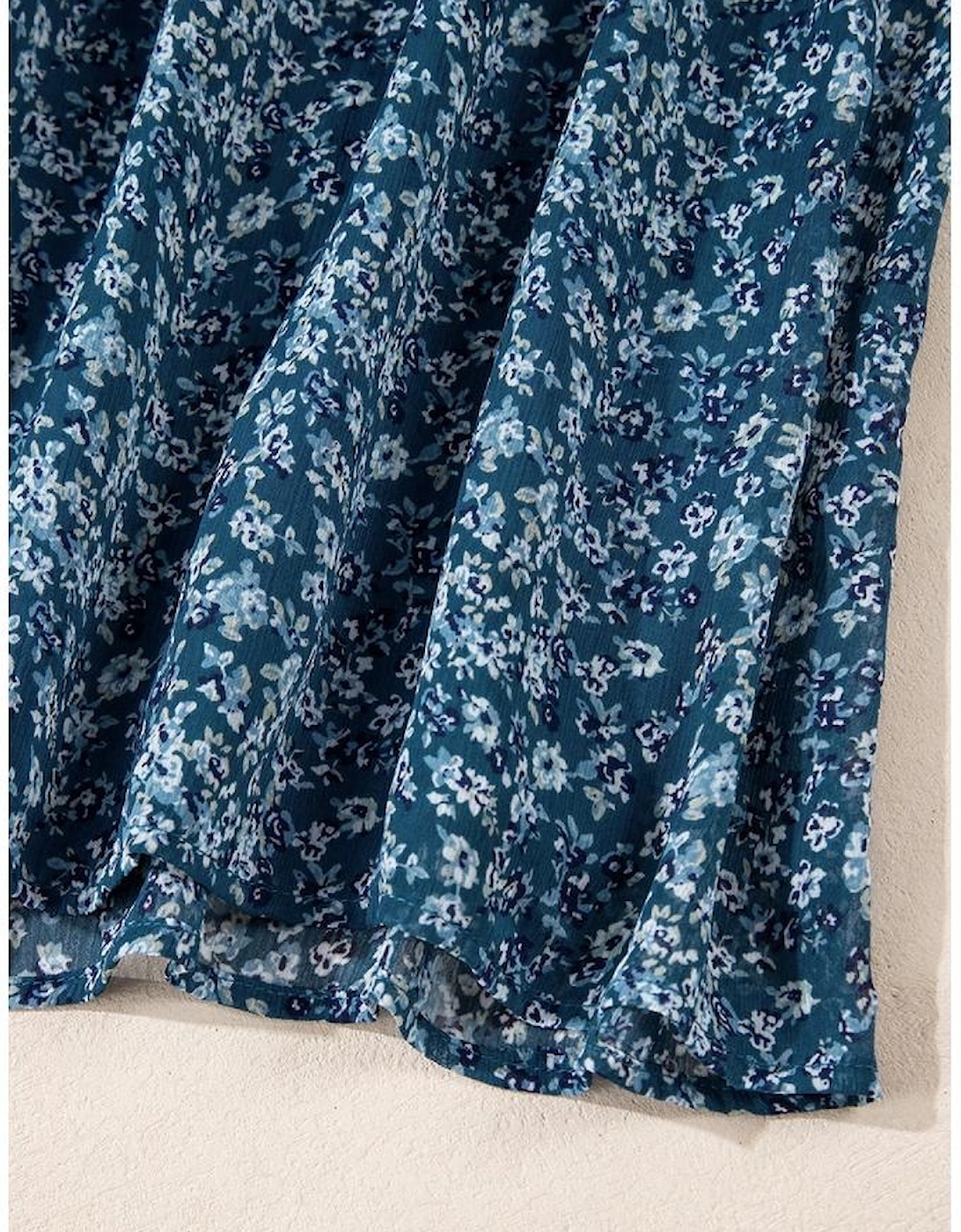 Blue Floral Print Sweetheart Neck Shirred Back Mini Dress