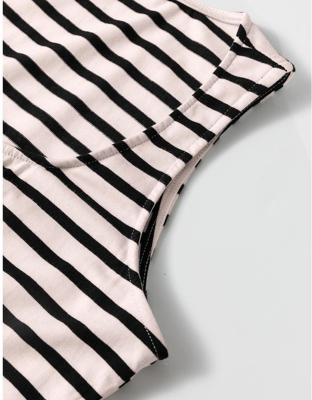 White Striped Print Sleeveless Buttoned Maxi Dress