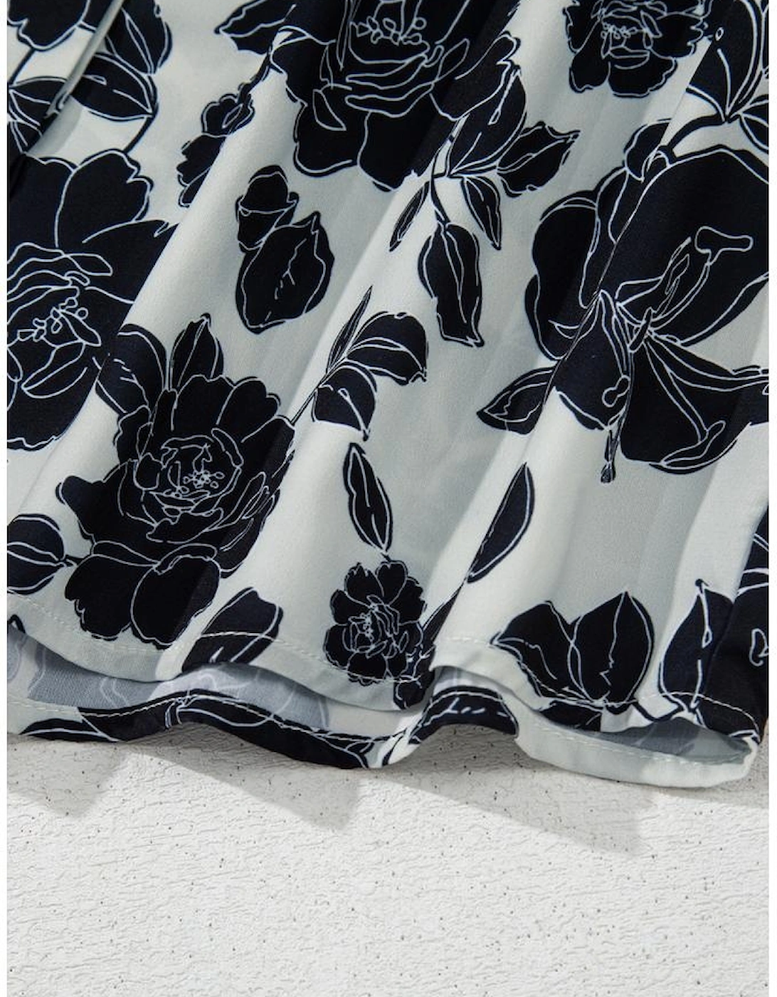 Black Floral Bubble Sleeve Casual Shirt