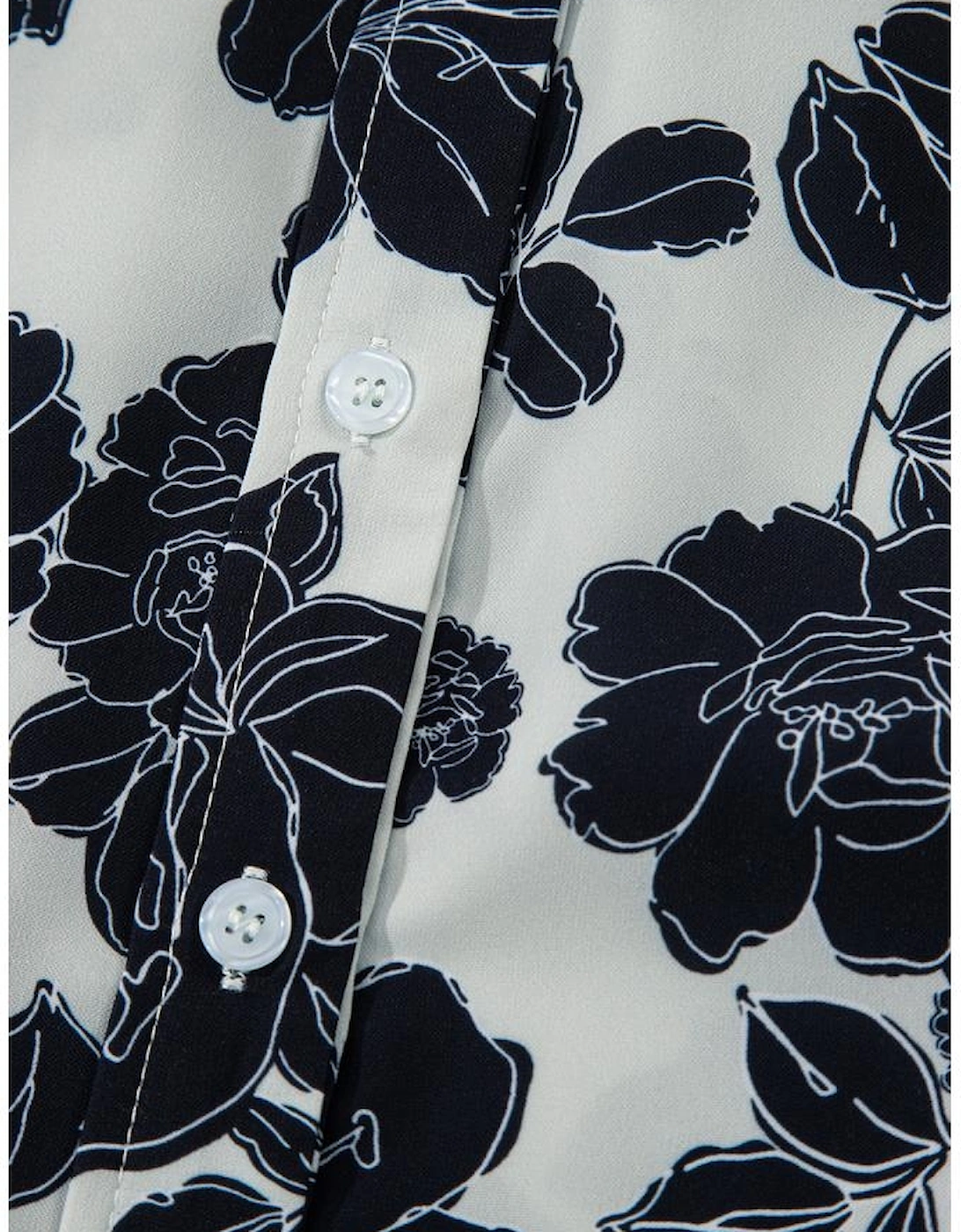 Black Floral Bubble Sleeve Casual Shirt