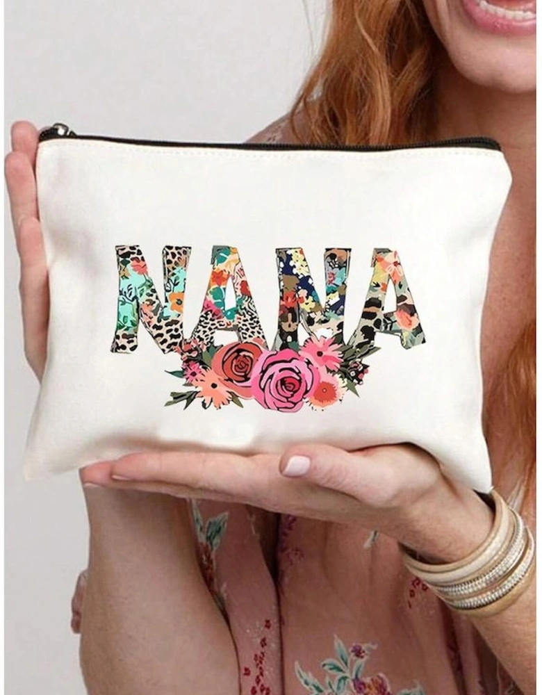 White Leopard Flower NANA Zipper Cosmetic Bag