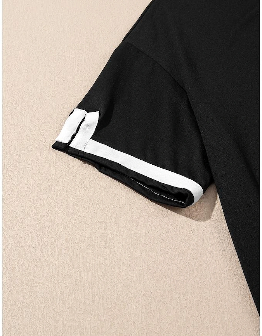 Black Contrast Trim Tee and Shorts Set