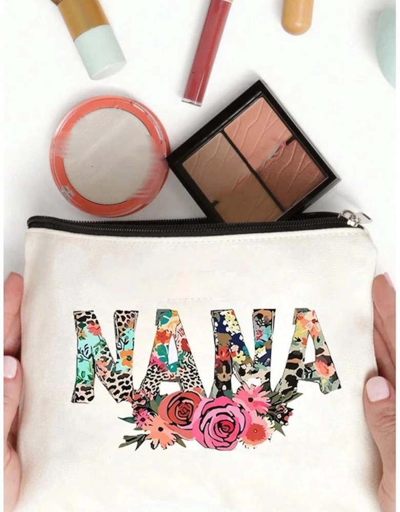 White Leopard Flower NANA Zipper Cosmetic Bag