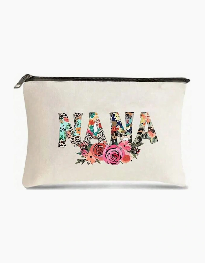 White Leopard Flower NANA Zipper Cosmetic Bag