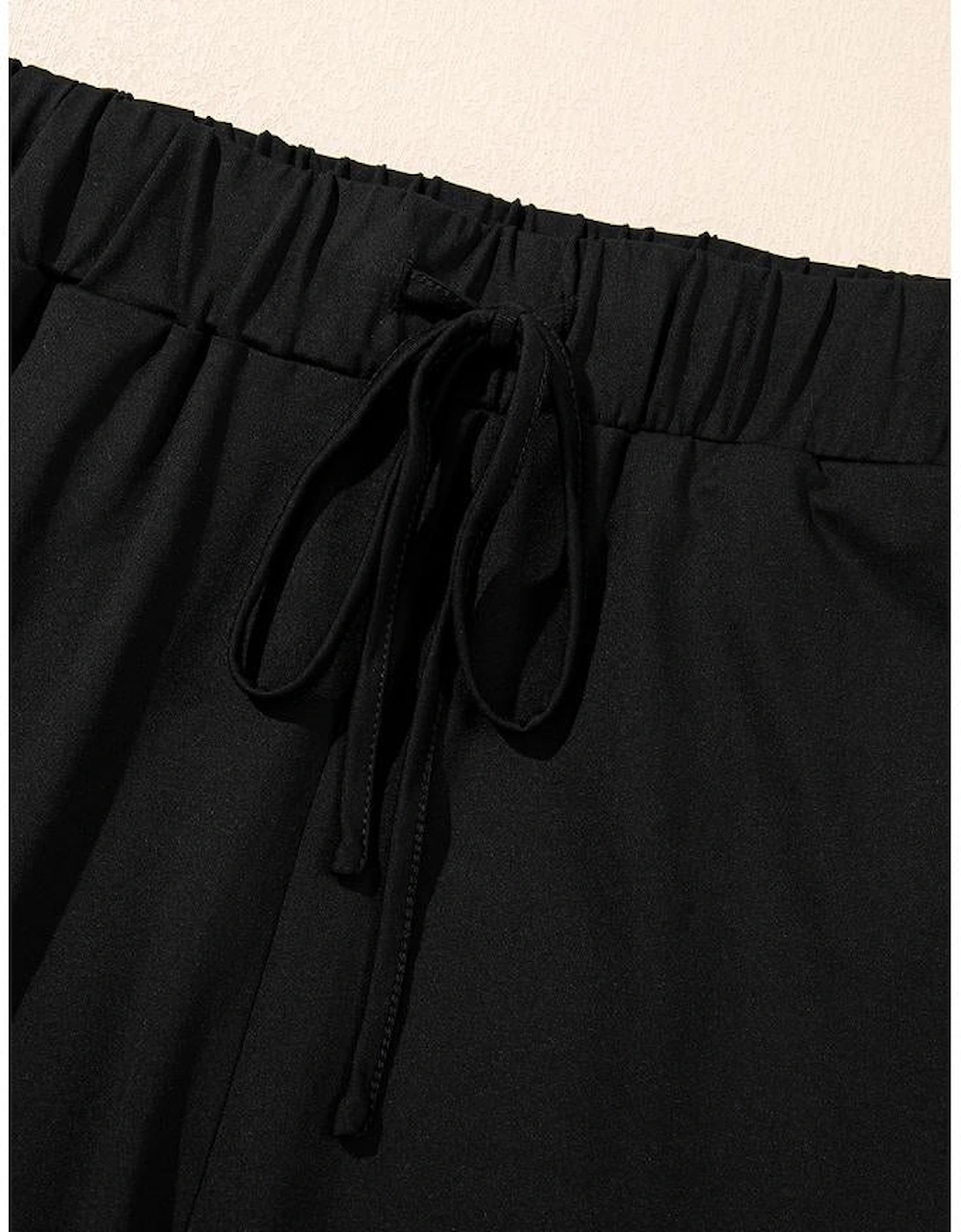 Black Contrast Trim Tee and Shorts Set