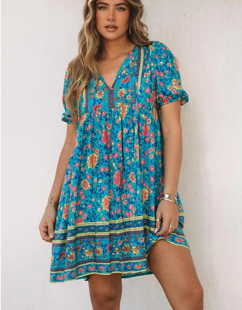 Azura Exchange Empire Waist Floral Print Dress