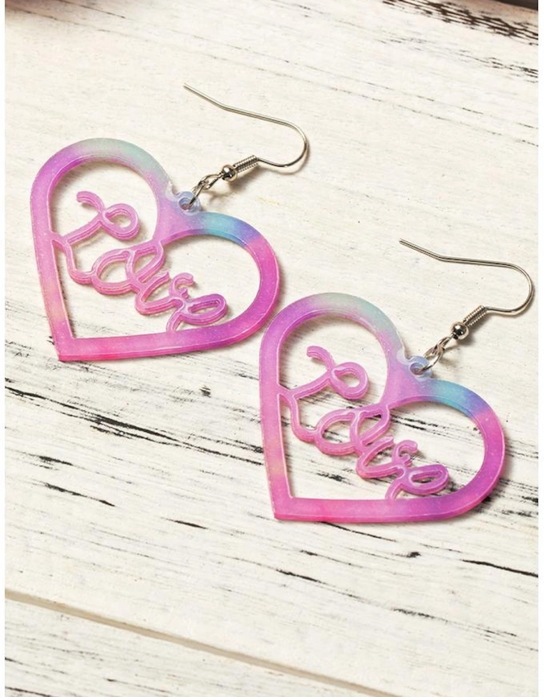 Pink Love Hollowed Heart Valentines Fashion Earrings