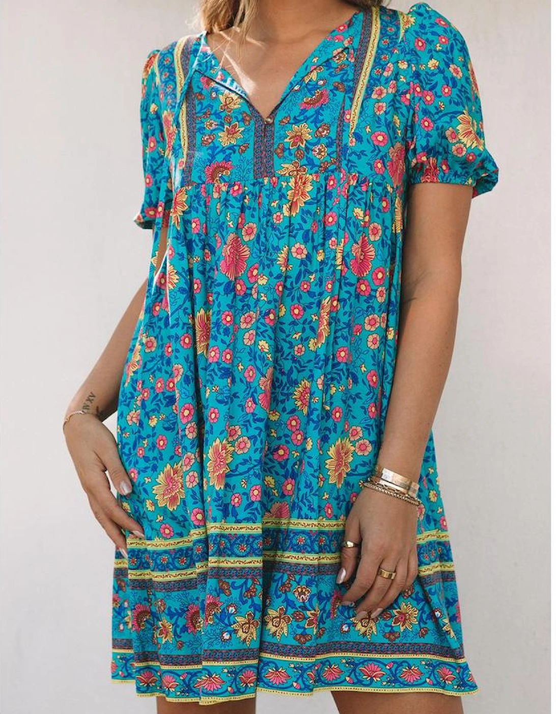 Azura Exchange Empire Waist Floral Print Dress