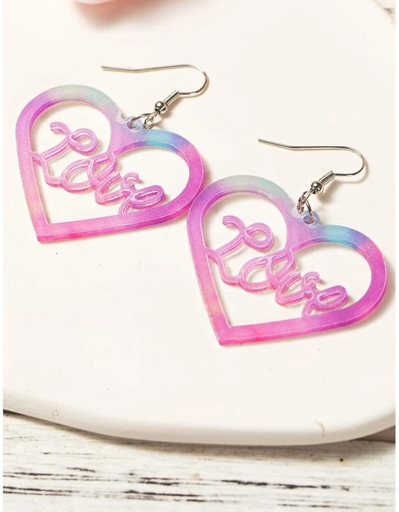 Pink Love Hollowed Heart Valentines Fashion Earrings