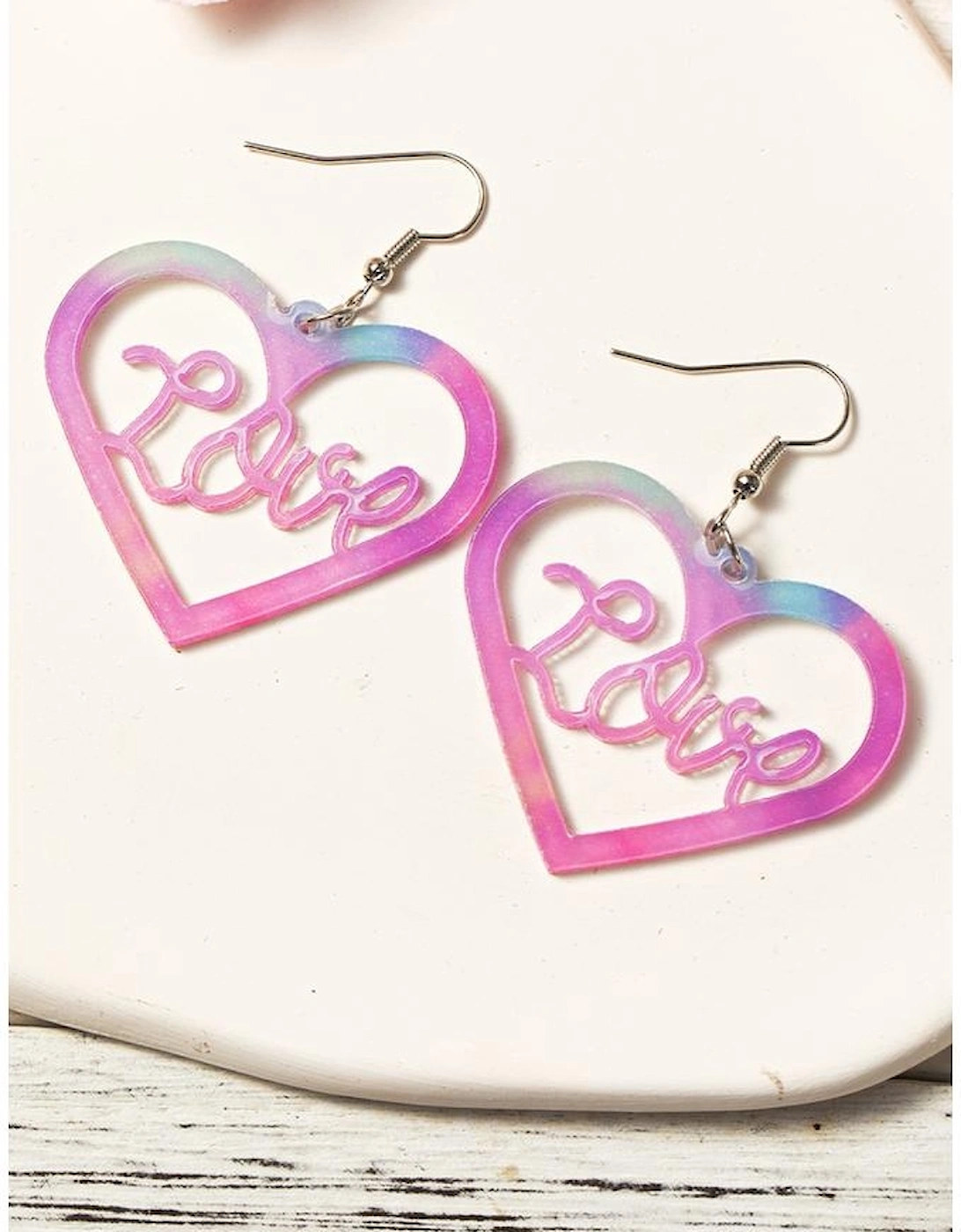 Pink Love Hollowed Heart Valentines Fashion Earrings
