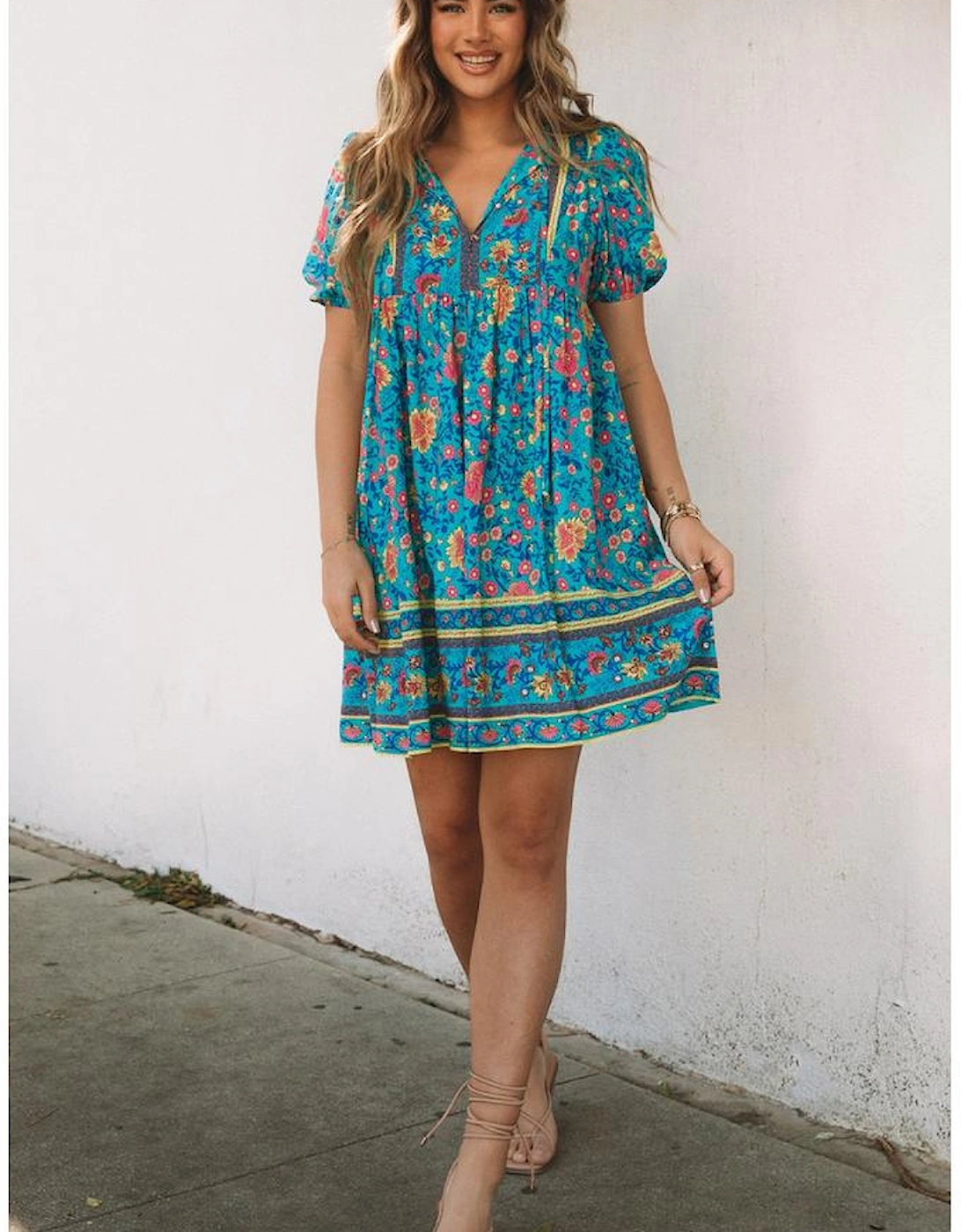 Azura Exchange Empire Waist Floral Print Dress