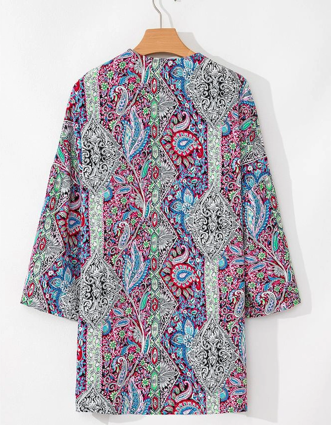 Red Paisley Print Open Front Kimono, 14 of 13