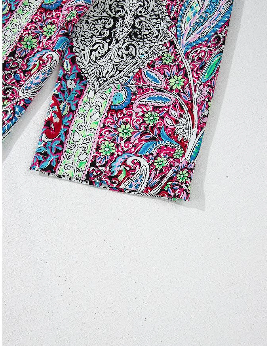 Red Paisley Print Open Front Kimono