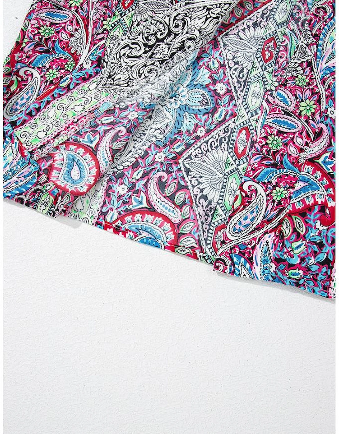 Red Paisley Print Open Front Kimono