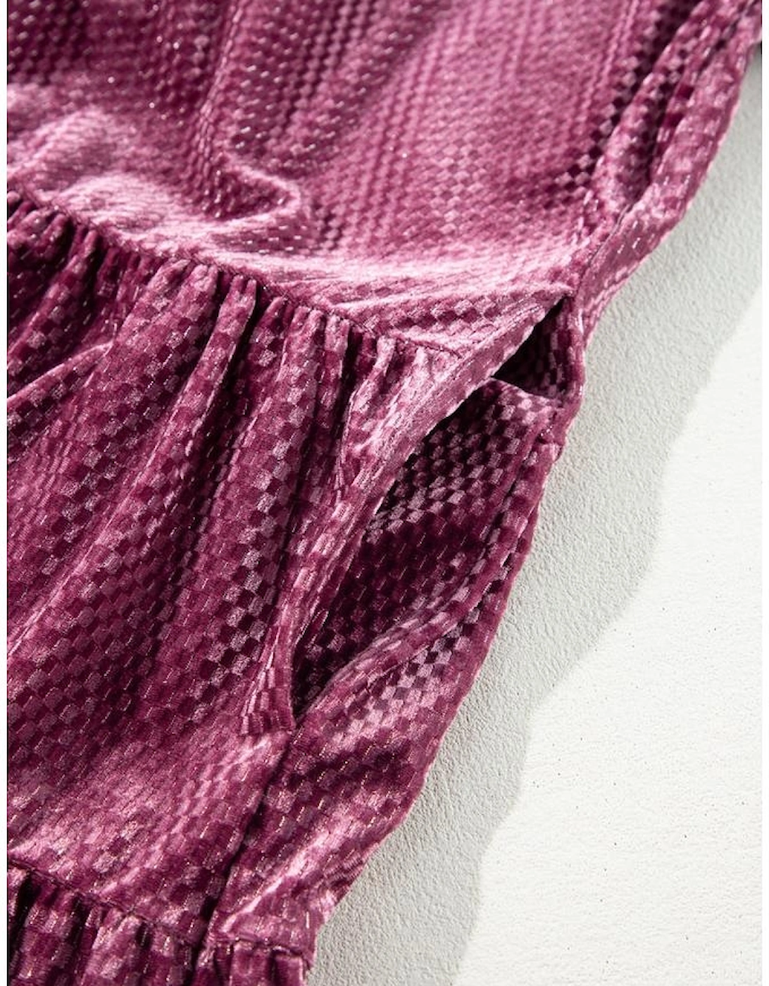 Meadow Mauve Plus Size Textured Velvet Tiered Buttons Tiered Dress