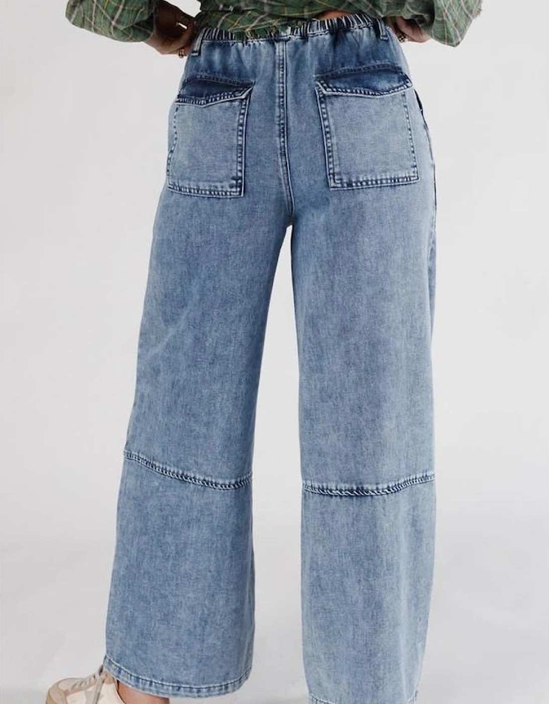 Ashleigh Blue Acid Wash Exposed Seam Drawstring High Waist Jeans, 13 of 12