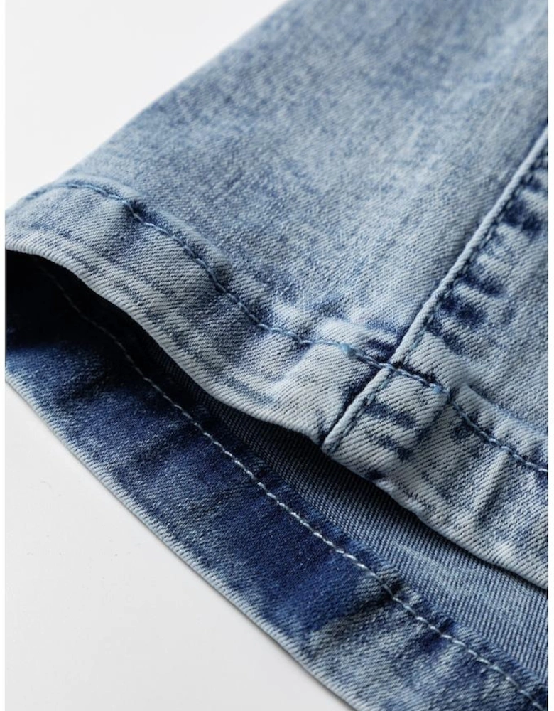 Ashleigh Blue Acid Wash Exposed Seam Drawstring High Waist Jeans