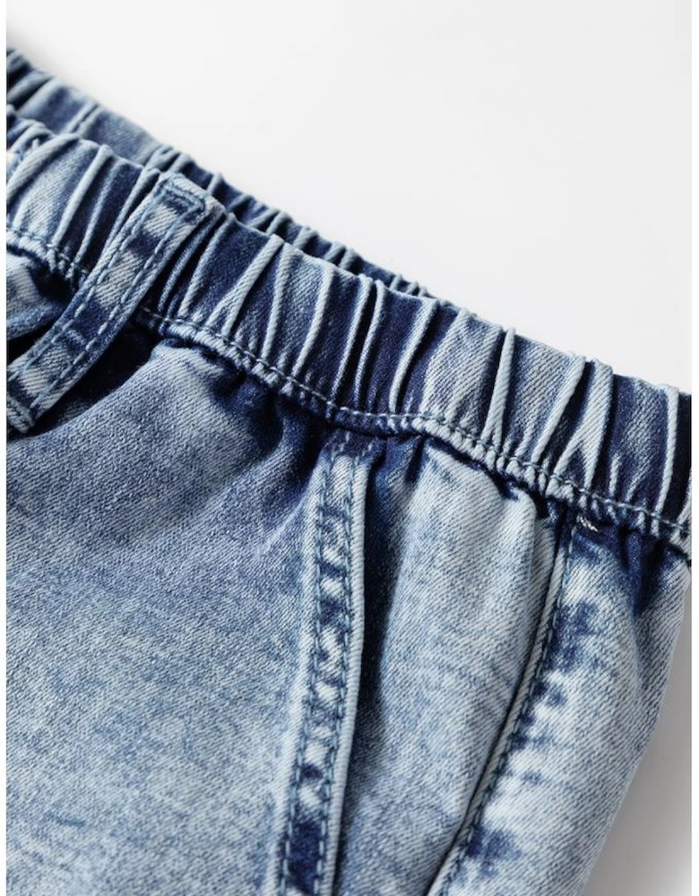 Ashleigh Blue Acid Wash Exposed Seam Drawstring High Waist Jeans