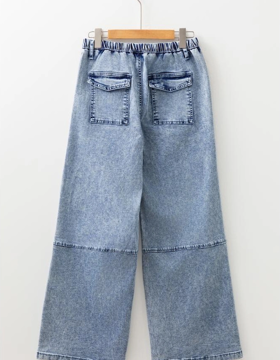 Ashleigh Blue Acid Wash Exposed Seam Drawstring High Waist Jeans