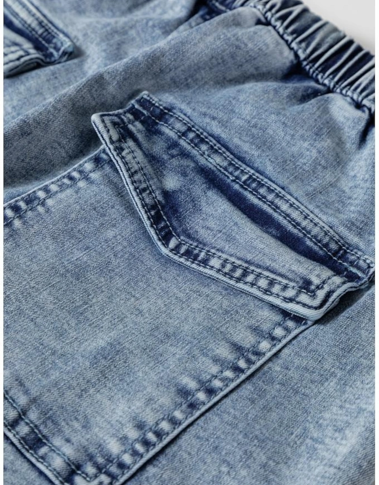 Ashleigh Blue Acid Wash Exposed Seam Drawstring High Waist Jeans