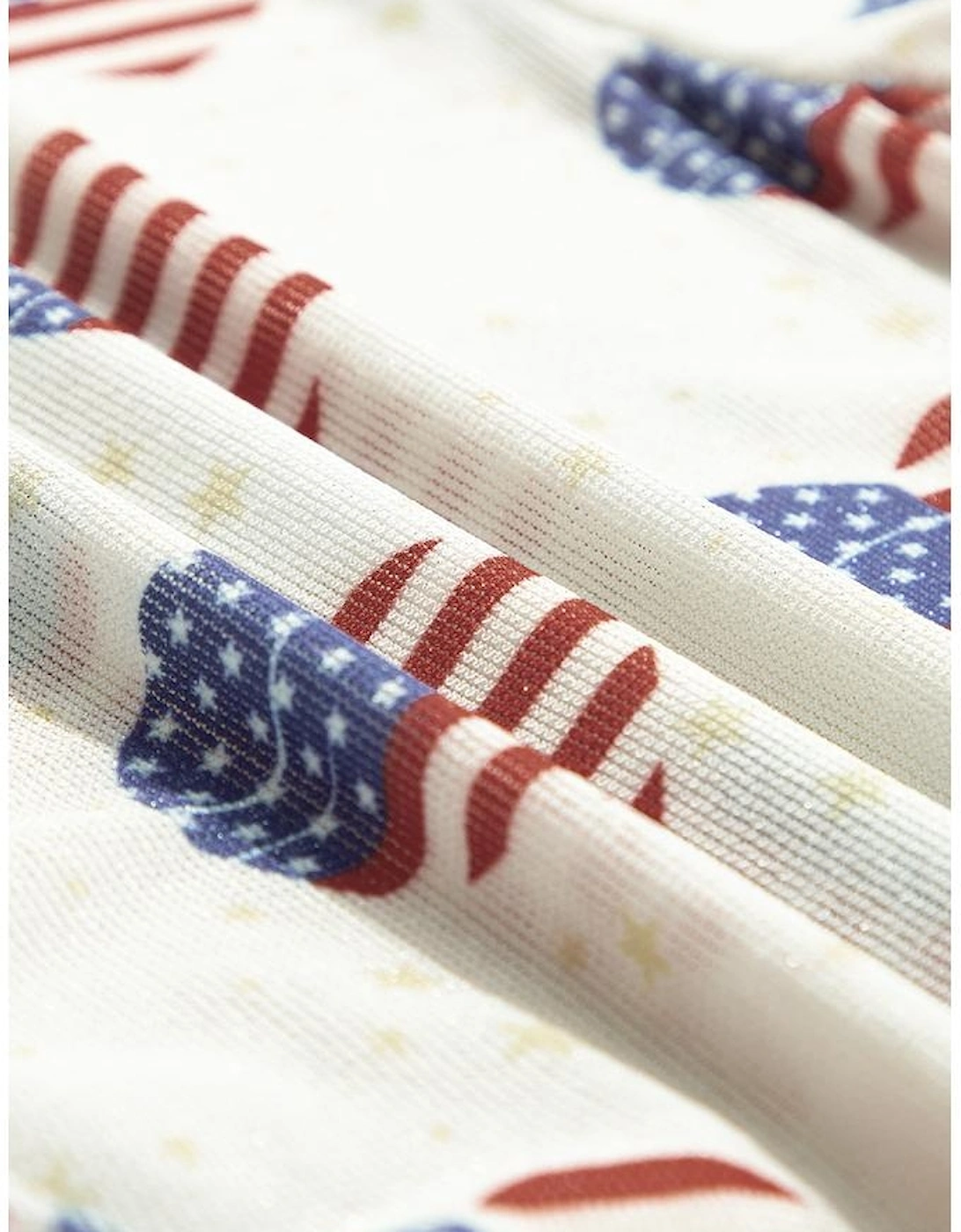 White Americana Glitter Mesh Long Sleeve Bodysuit