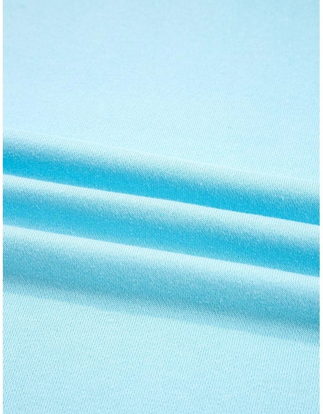 Aruba Blue Plus Size Solid Color Splicing Raw Hem Pullover Top Shorts Set