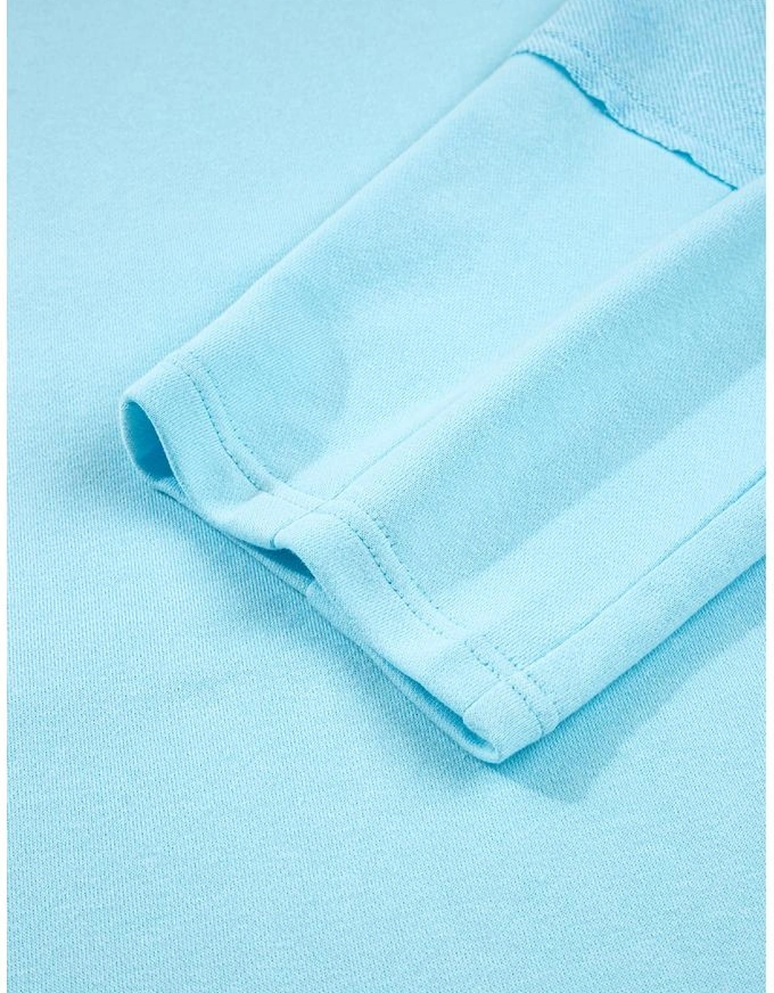 Aruba Blue Plus Size Solid Color Splicing Raw Hem Pullover Top Shorts Set