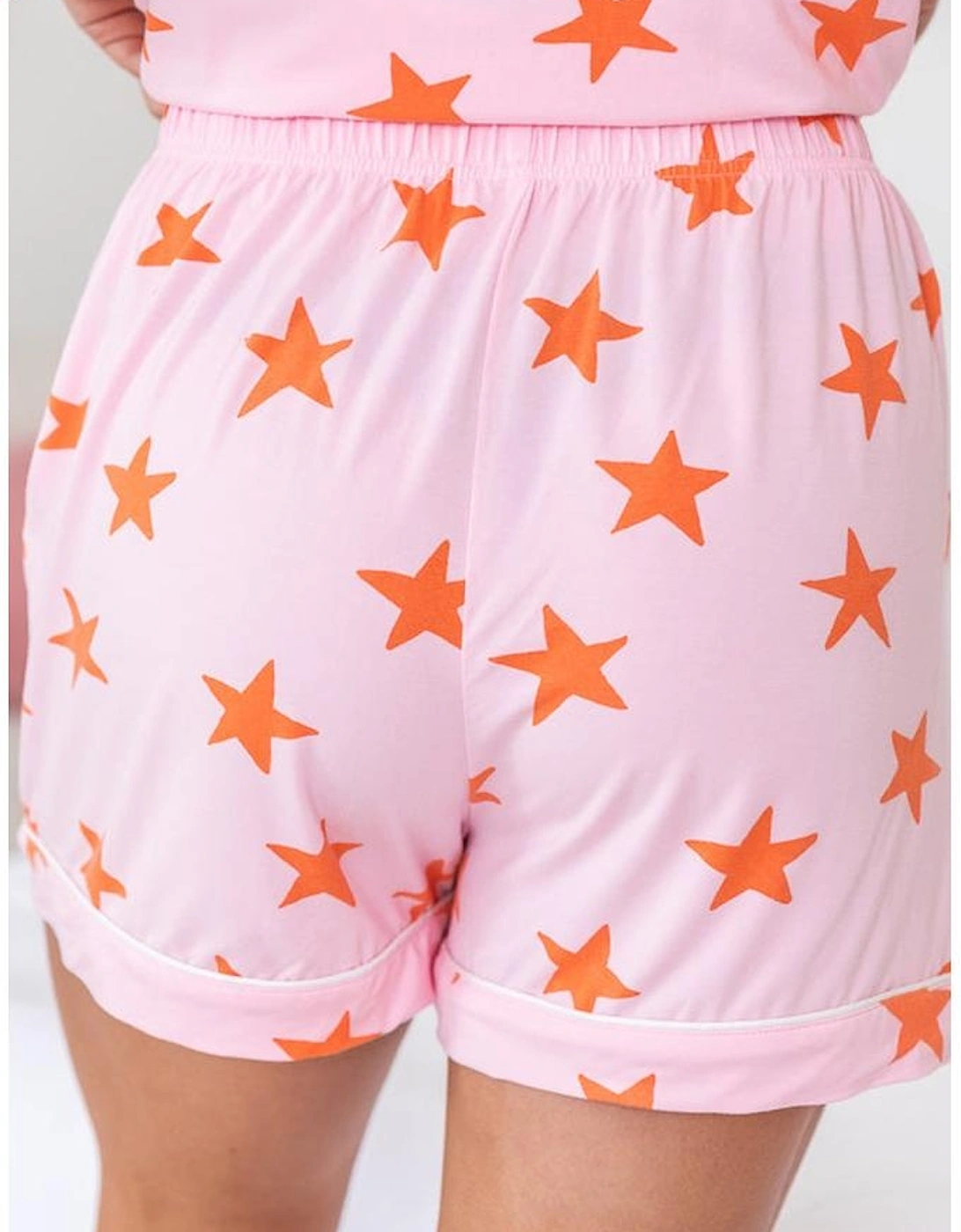 Pink Stars Short Sleeve Shirt and Shorts Bamboo Pajama Set
