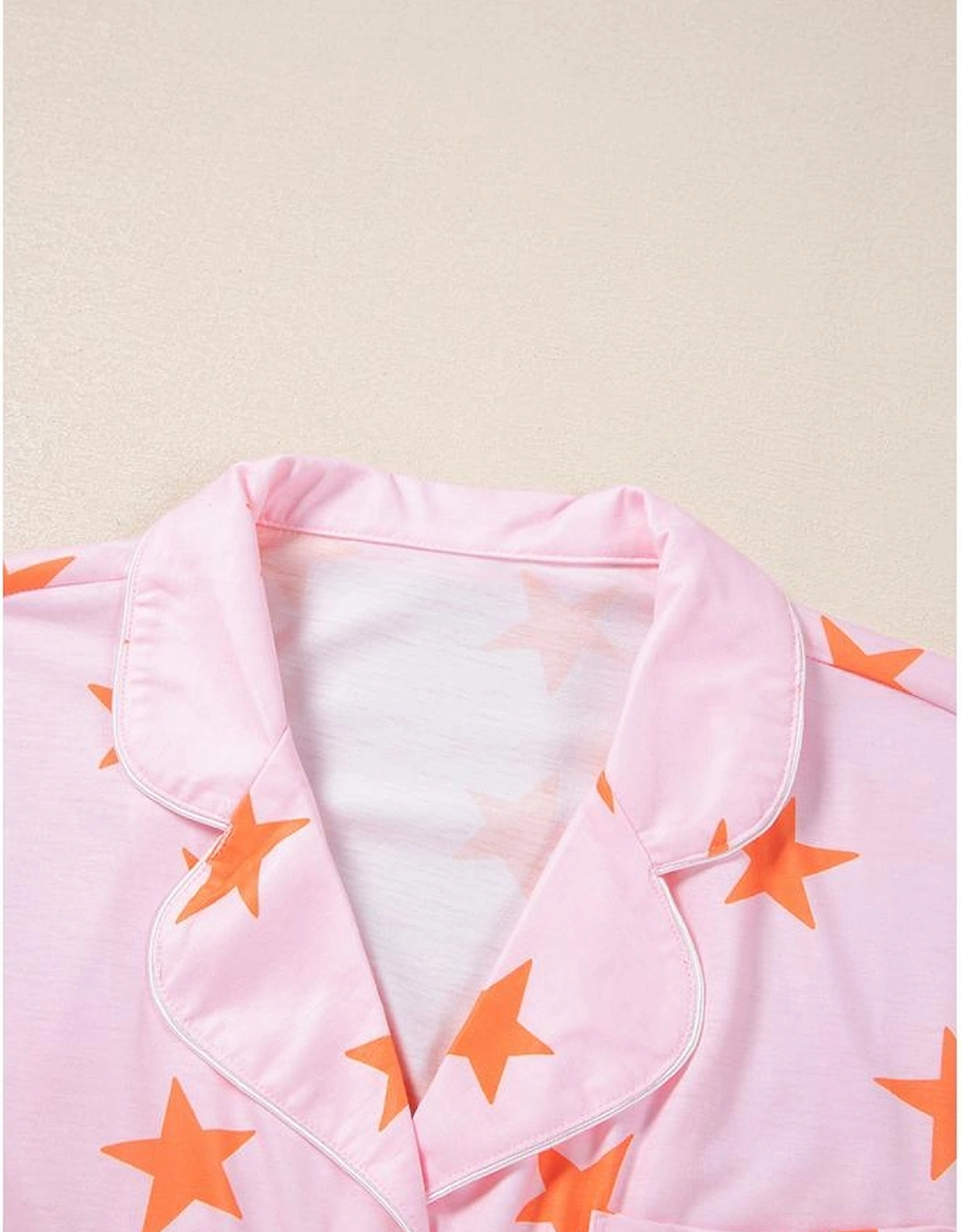 Pink Stars Short Sleeve Shirt and Shorts Bamboo Pajama Set
