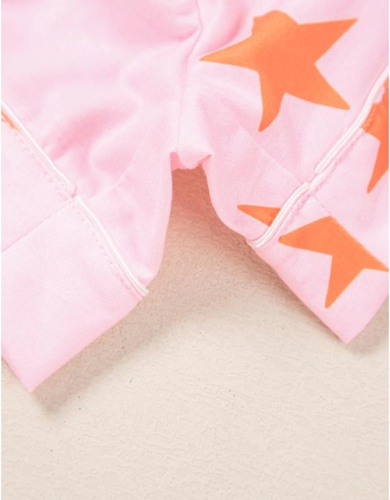 Pink Stars Short Sleeve Shirt and Shorts Bamboo Pajama Set