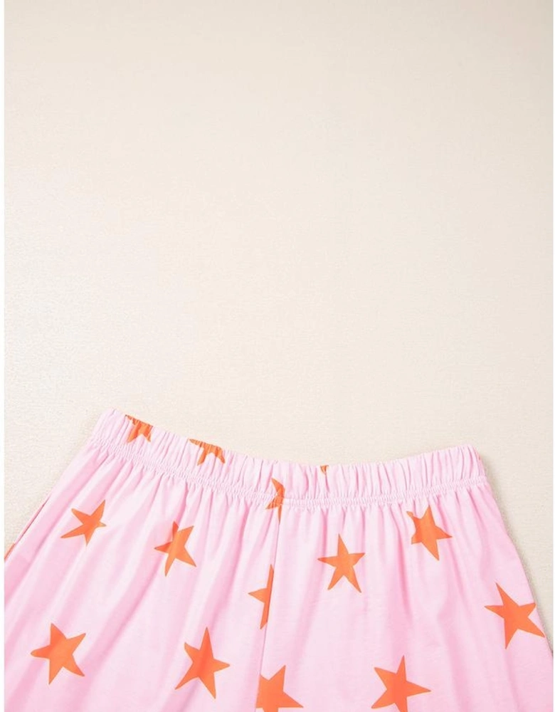 Pink Stars Short Sleeve Shirt and Shorts Bamboo Pajama Set