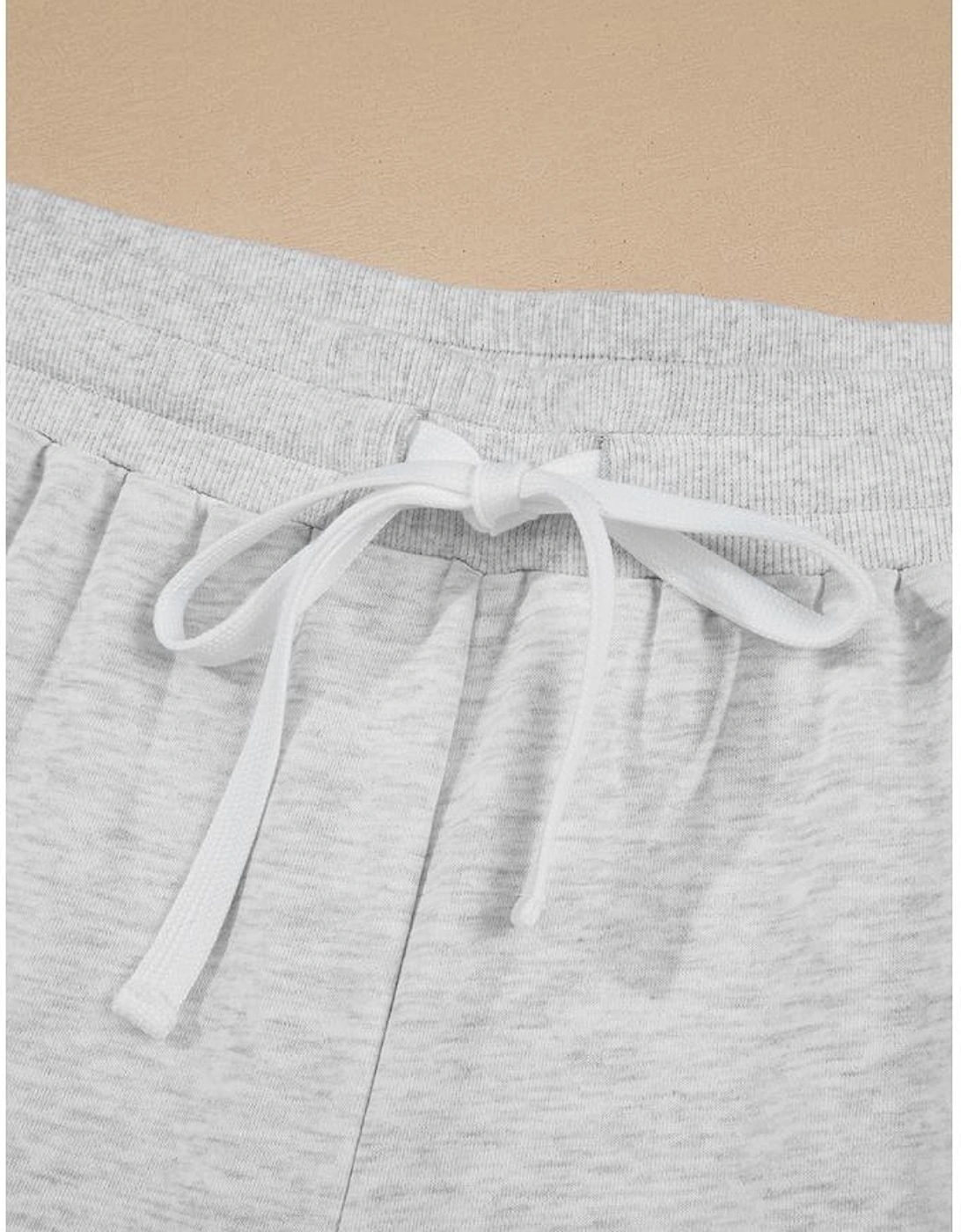 Light Grey Uneven Hem Colorblock Pullover Casual Shorts Plus Size 2pcs Outfit