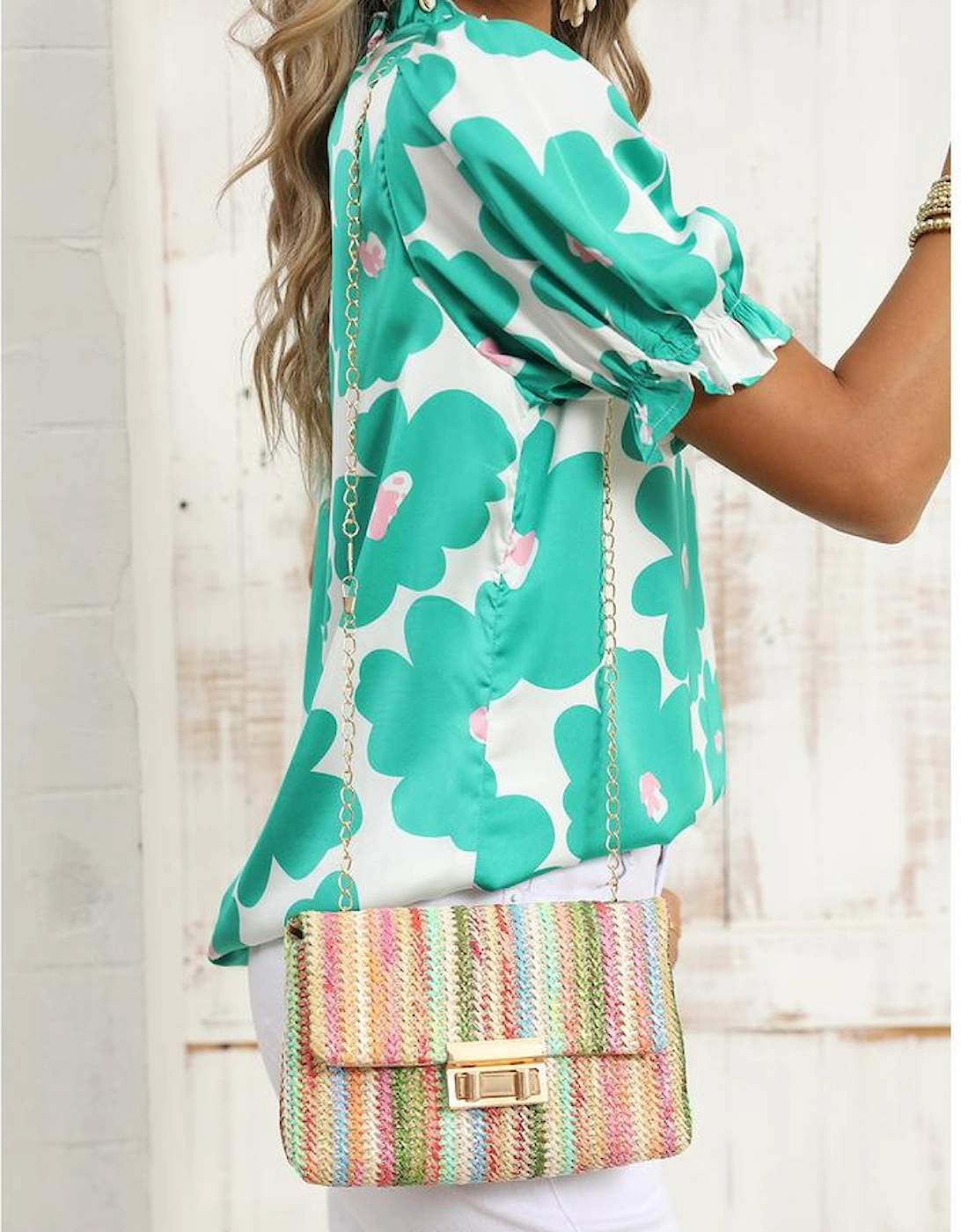 Strawberry Pink Bohemian Woven Gold Chain Shoulder Bag, 15 of 14