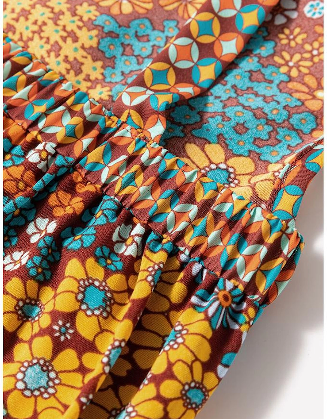 Multicolour Boho Floral Print Crossed Straps Ankle-length Jumpsuit