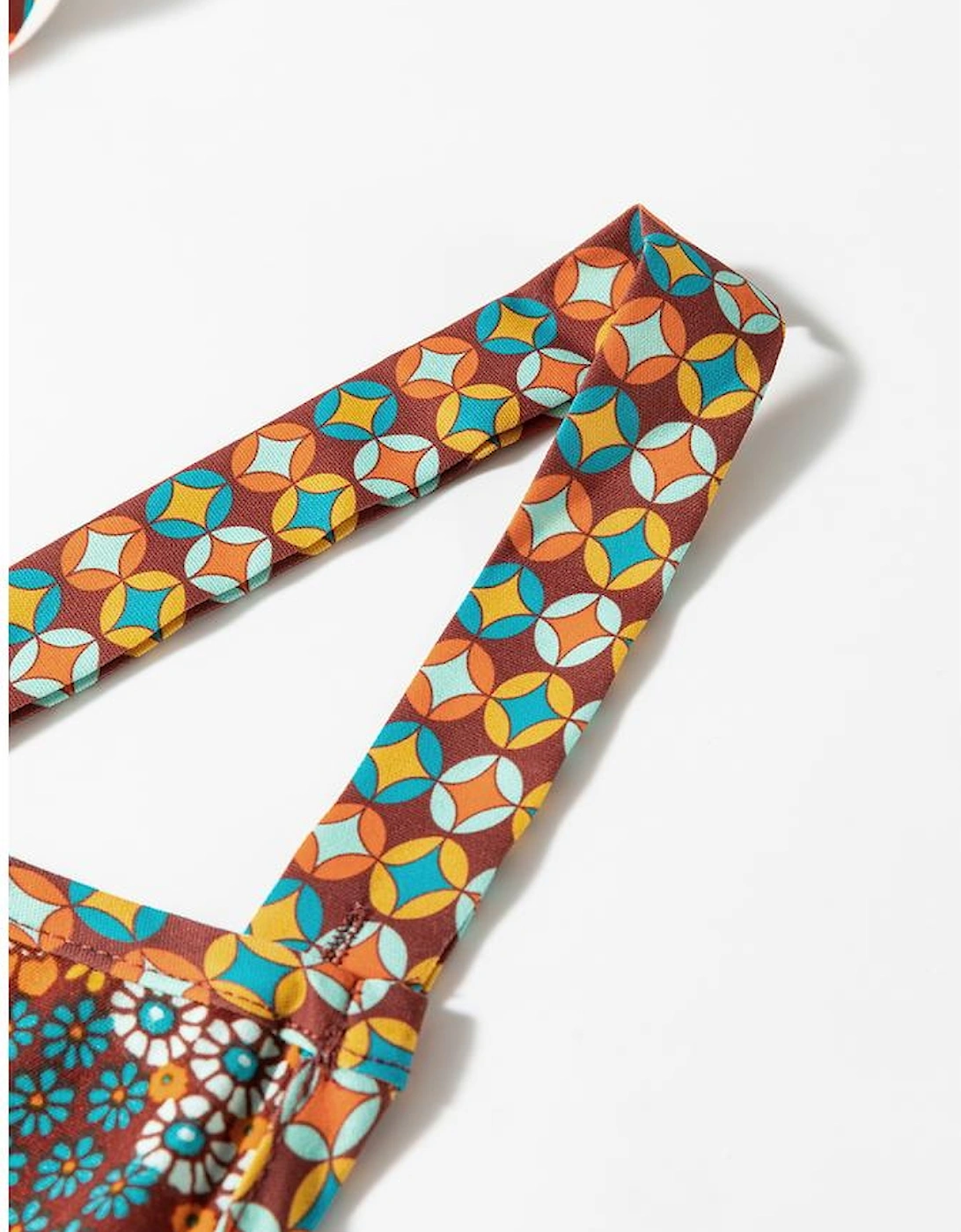 Multicolour Boho Floral Print Crossed Straps Ankle-length Jumpsuit